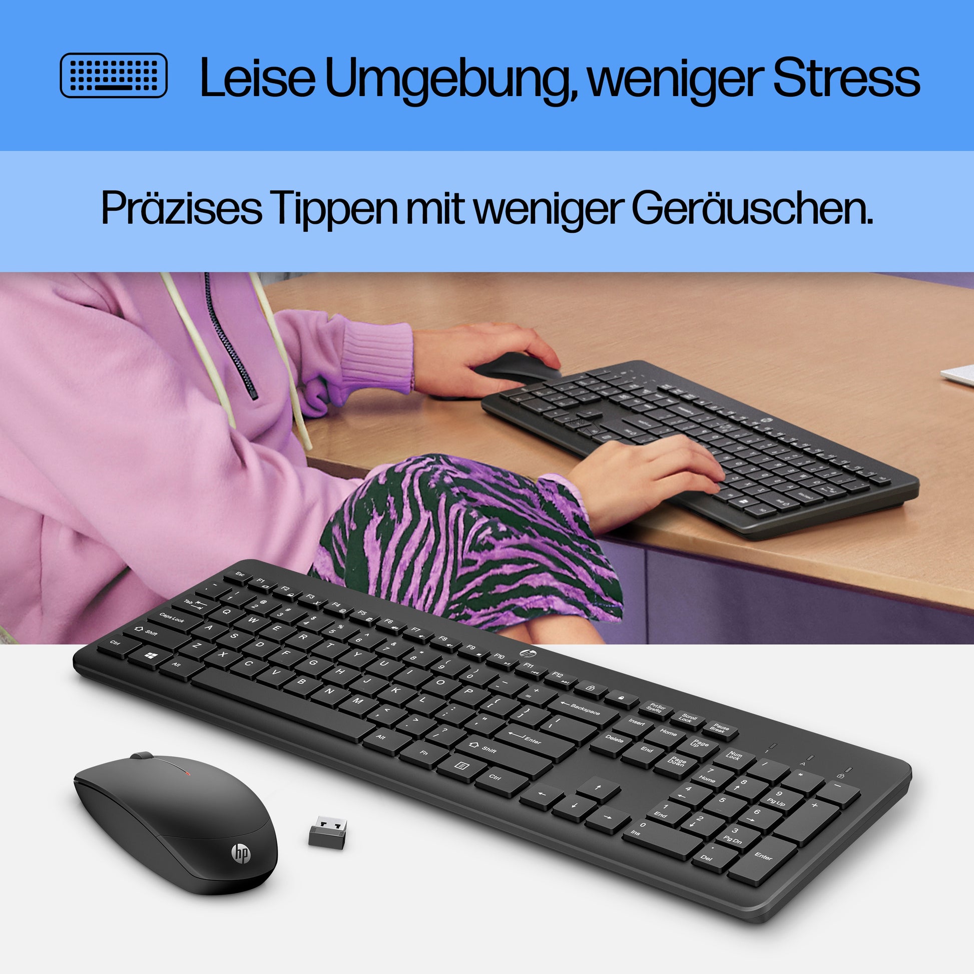HP 230 – Tastatur-Maus-Set – Membran, 2,4 GHz – Weiss