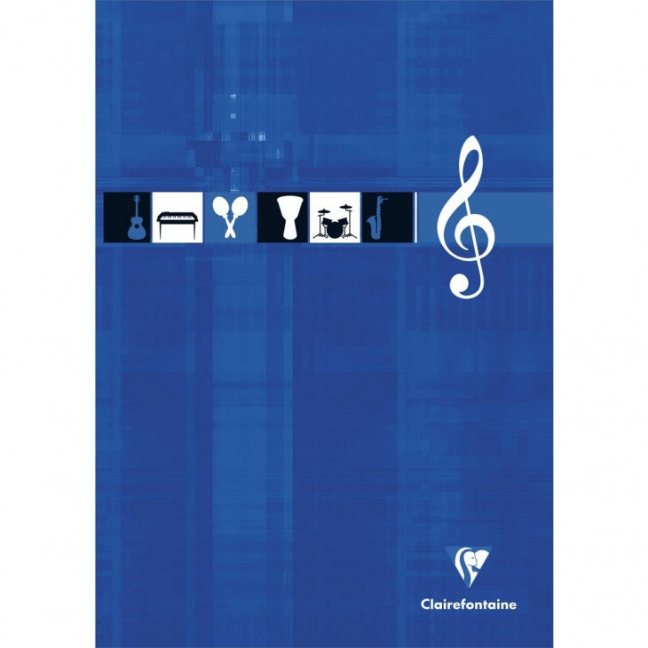 Clairefontaine Musiknotenblock, Leimbindung, Karton, 50 Blatt, 90 g/m² – sortiert (rot, grün, dunkelblau)