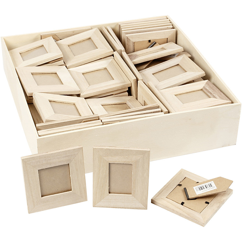 Creativ Company Bilderrahmen – für 2 Fotos: 5 × 5 & 3,8 × 5,6 cm – Holz, natur