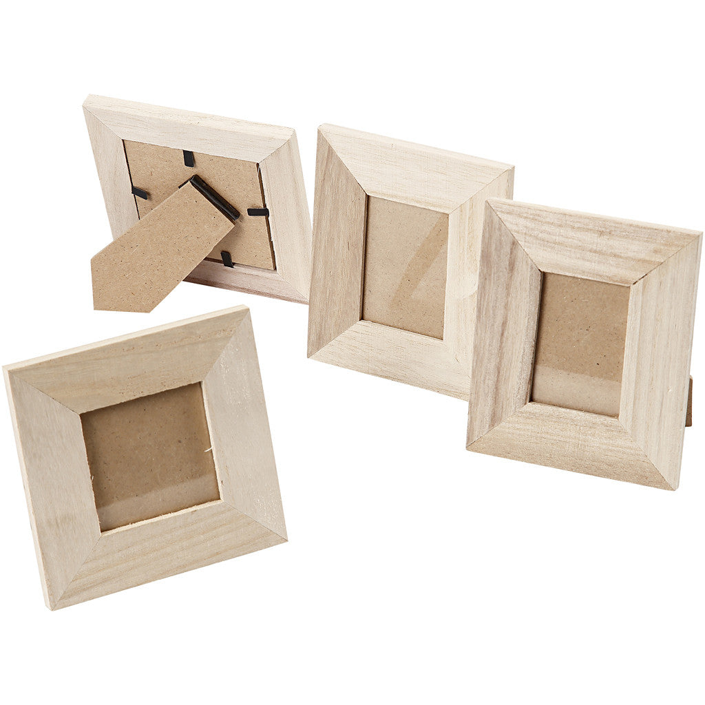 Creativ Company Bilderrahmen – für 2 Fotos: 5 × 5 & 3,8 × 5,6 cm – Holz, natur