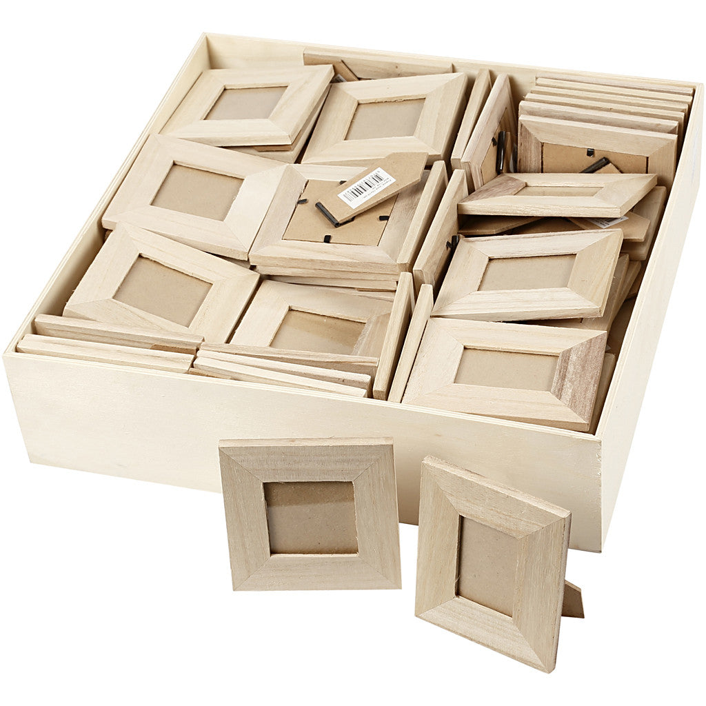 Creativ Company Bilderrahmen – für 2 Fotos: 5 × 5 & 3,8 × 5,6 cm – Holz, natur