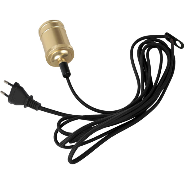 Star Trading Lampenhalter E27, 3,5 m, Textilkabel, dimmbar, Gold – IP20 – 1 Stk.