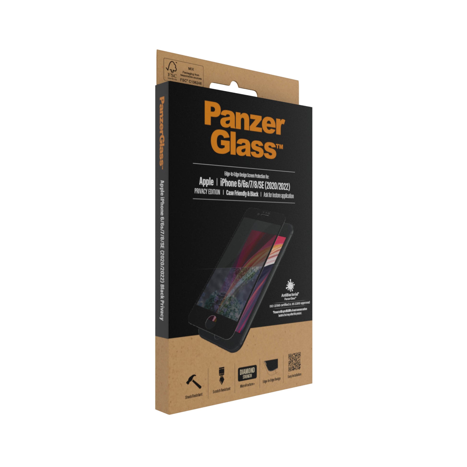 PanzerGlass Privacy-Filter (Panzerglas), Edge-to-Edge – für iPhone 6/6s/7 und andere