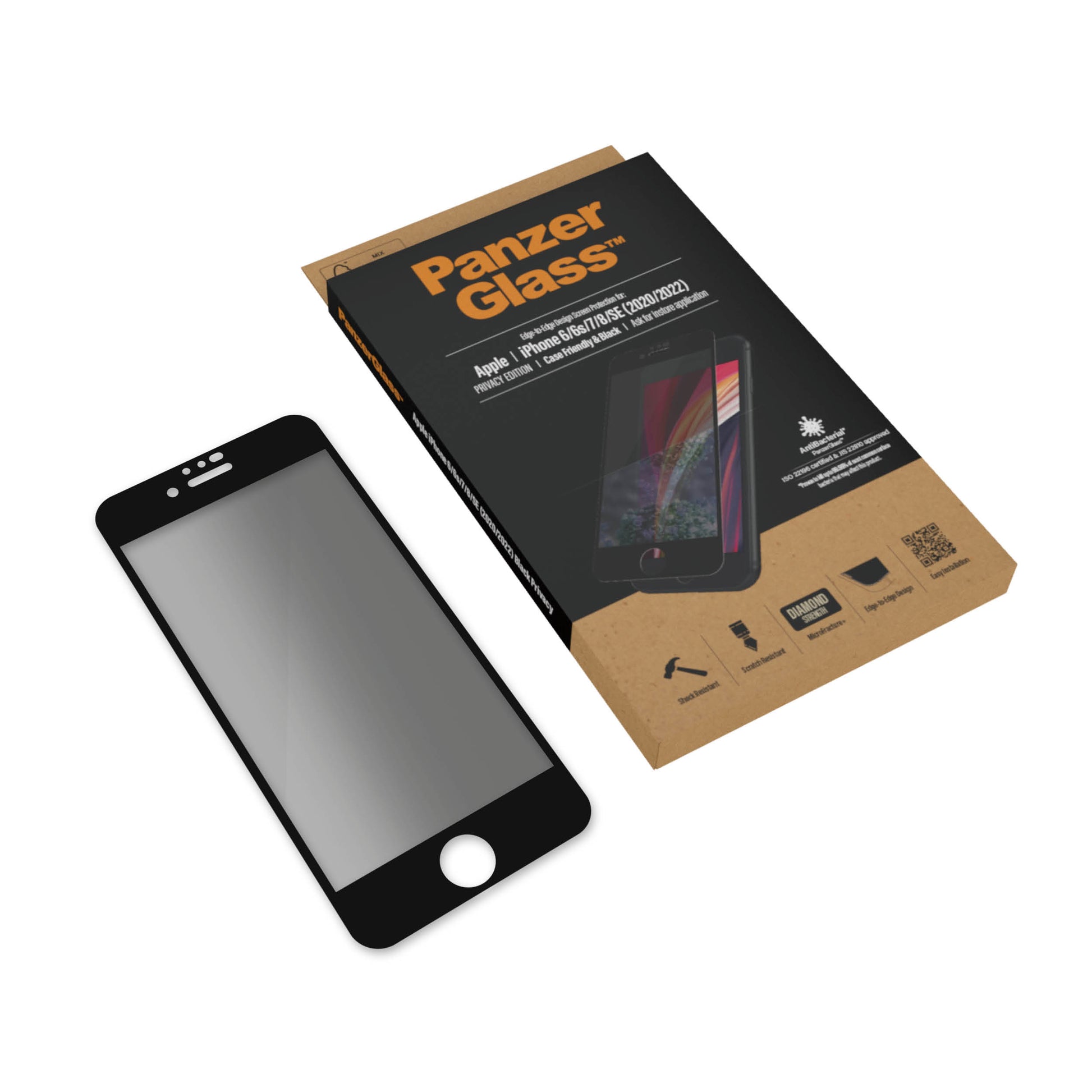 PanzerGlass Privacy-Filter (Panzerglas), Edge-to-Edge – für iPhone 6/6s/7 und andere