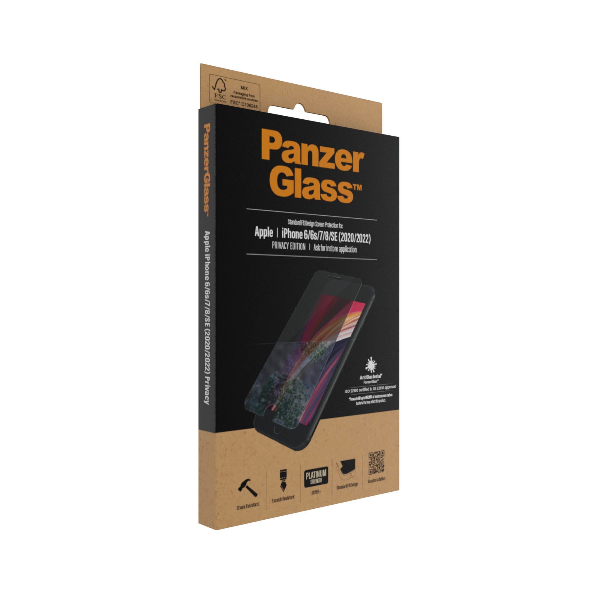 PanzerGlass Privacy-Filter (Panzerglas), Antibakteriell – für iPhone 6/6s/7 und andere
