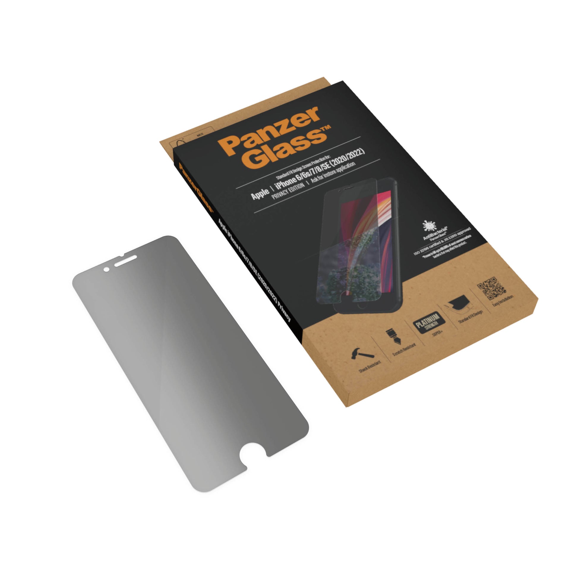 PanzerGlass Privacy-Filter (Panzerglas), Antibakteriell – für iPhone 6/6s/7 und andere