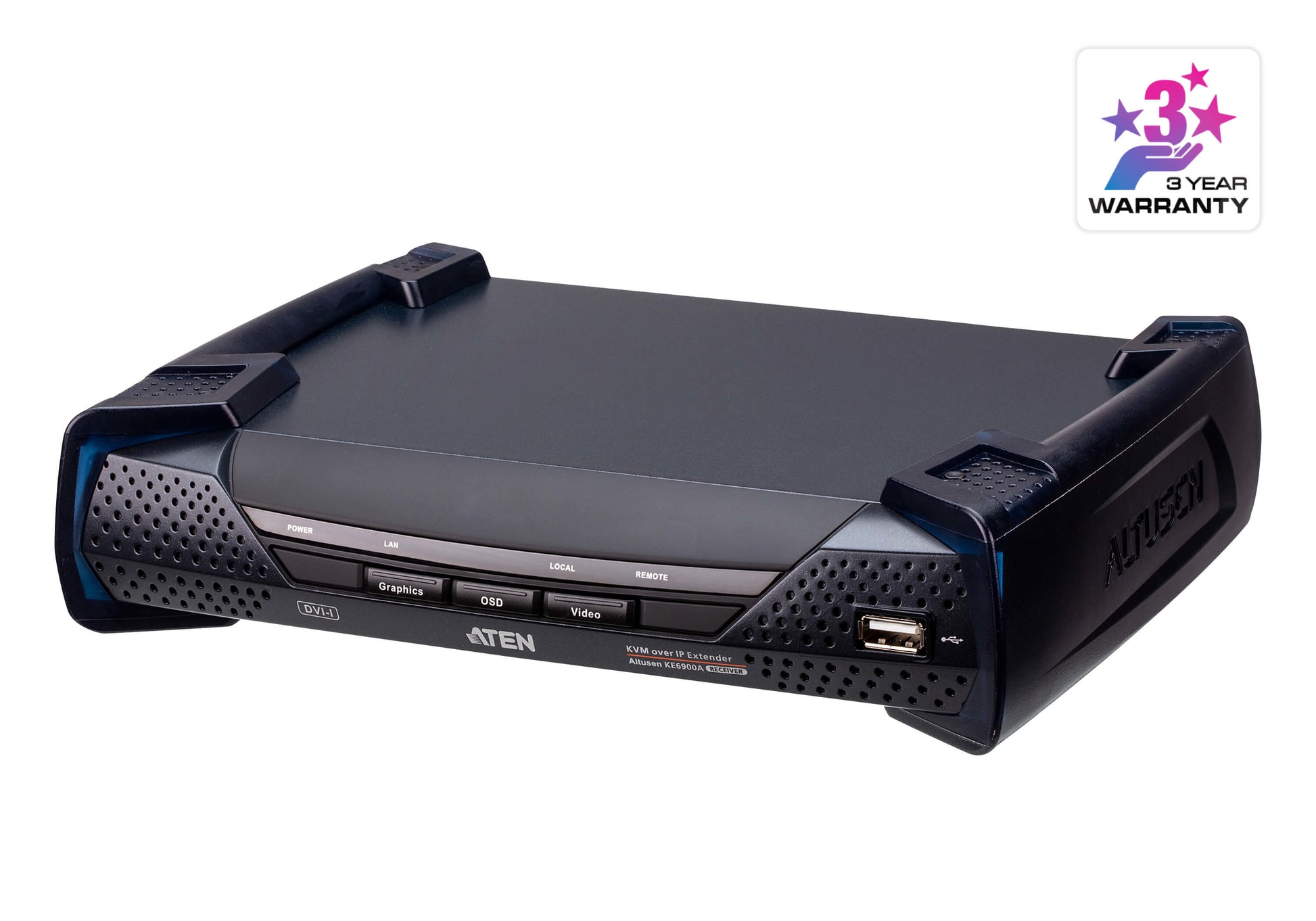 ATEN KE6900AR – KVM über IP Empfänger, DVI-I, USB-A, 1920×1200@60 Hz, 10 km, RS-232