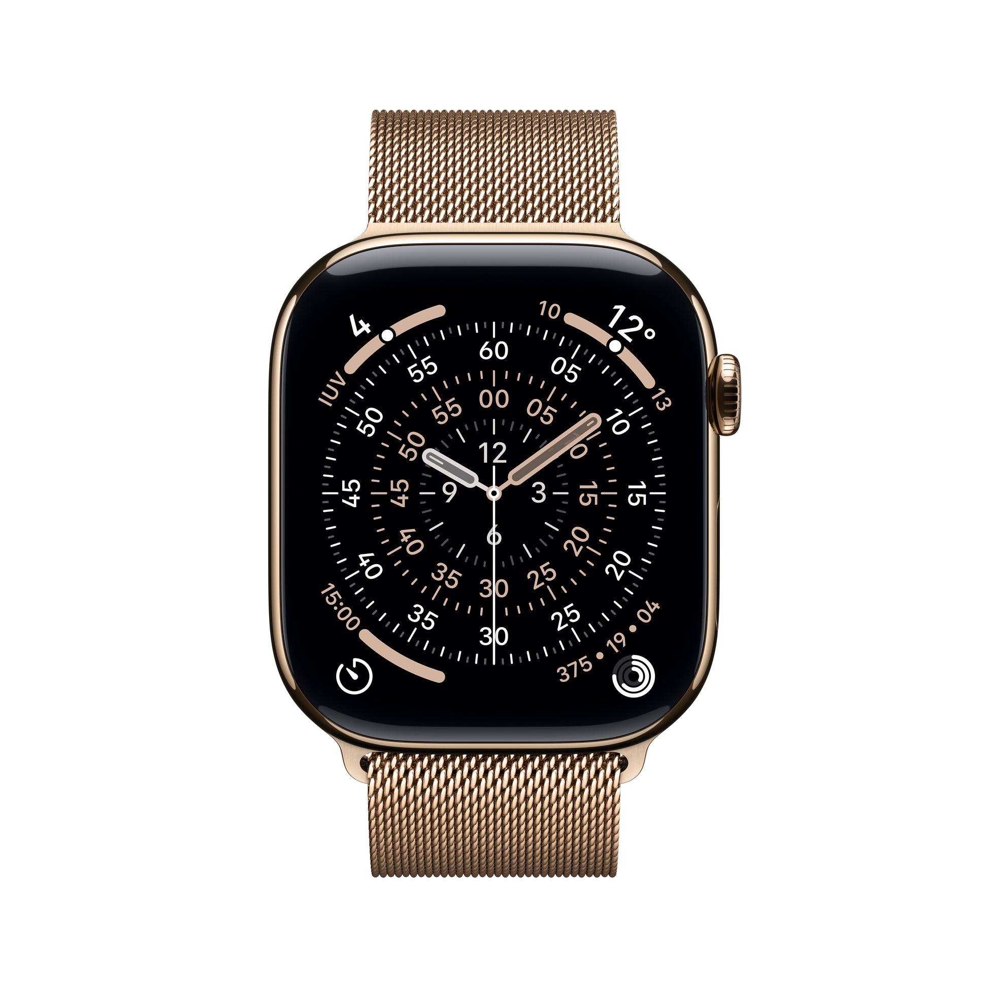 Apple Watch Series 11 46 mm GPS + Cellular – Titan Gold, Milanese Loop, S/M, 50 m, für iPhone