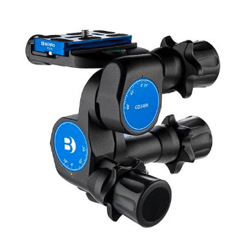 Benro GD3WH Getriebeneiger – 3-Wege-Stativkopf, 3/8" Anschluss, Traglast 6 kg – Schwarz/Blau