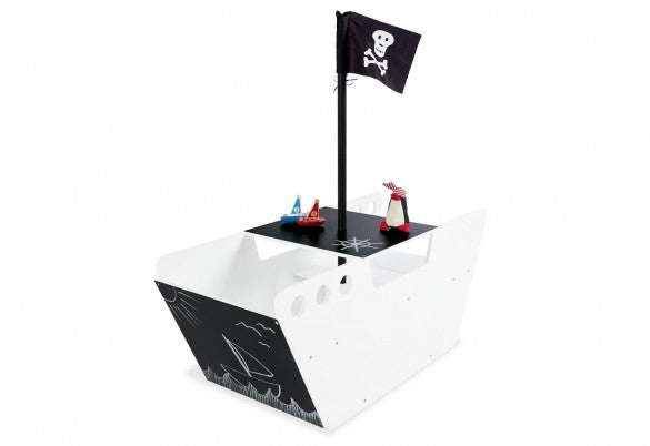Pinolino Kinderträume Spielboot Hoppetosse – Pirat – 50×120×121 cm – ab 2 J. – MDF – schwarz/weiss – CE