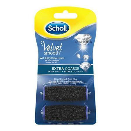 Scholl Ersatz-Rollenköpfe – für Scholl ExpressPedi Velvet – Diamantpartikel, sehr grobe Körnung – 2 Stk – schwarz