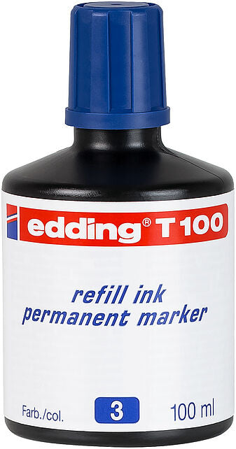 Edding T 100 Permanentmarker Nachfülltinte – Blau, 100 ml