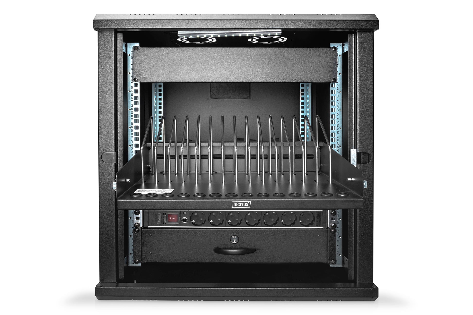 Digitus Rack-Regalboden – ausziehbar – 19" – 1U – 483 × 340 × 175 mm – 50 kg – für Tablets, Notebooks, Smartphones