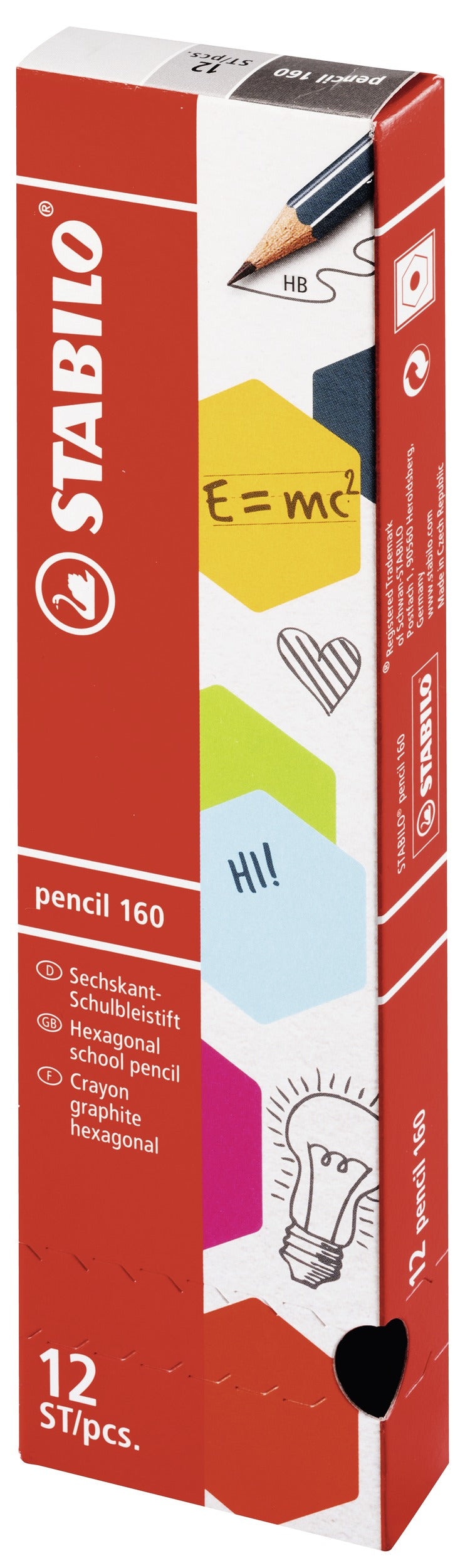 STABILO 160 HB Bleistifte, sechseckig, mit Radierer – 12er-Set