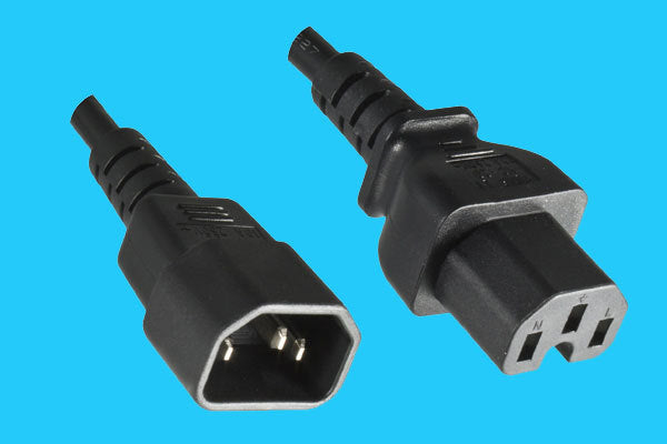 Diggelmann Netzkabel, IEC C14 auf IEC C15, angespritzt, 1,5 m, Schwarz