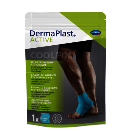 DermaPlast Stützbinde Active CoolFix – selbstkühlend, hautfreundlich – blau – Textil – 60 × 4000 mm – 1 Rolle