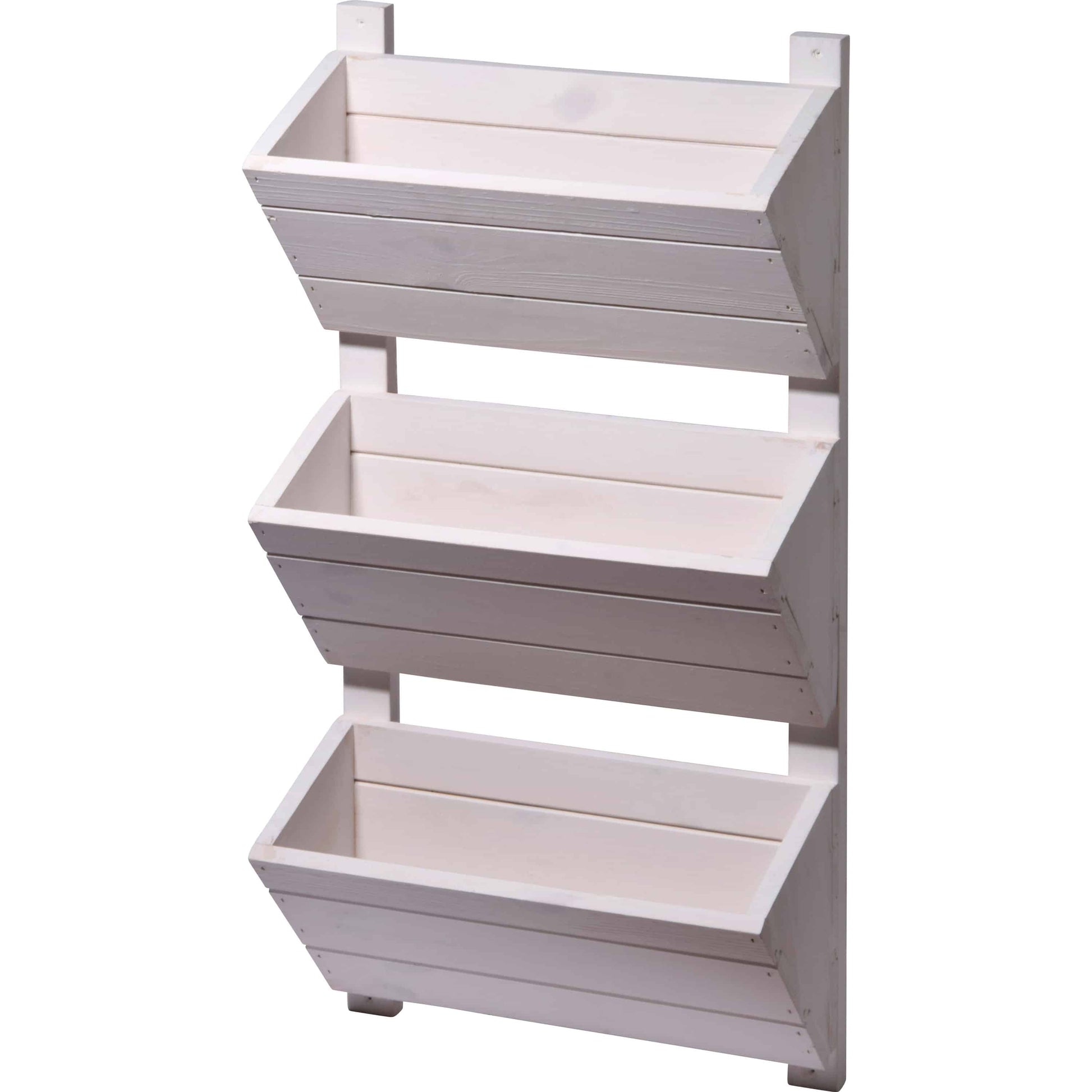 Dobar 3-stufiges Wand-Pflanzbeet – 17,5 × 79 × 38 cm – Kiefernholz, Weiss