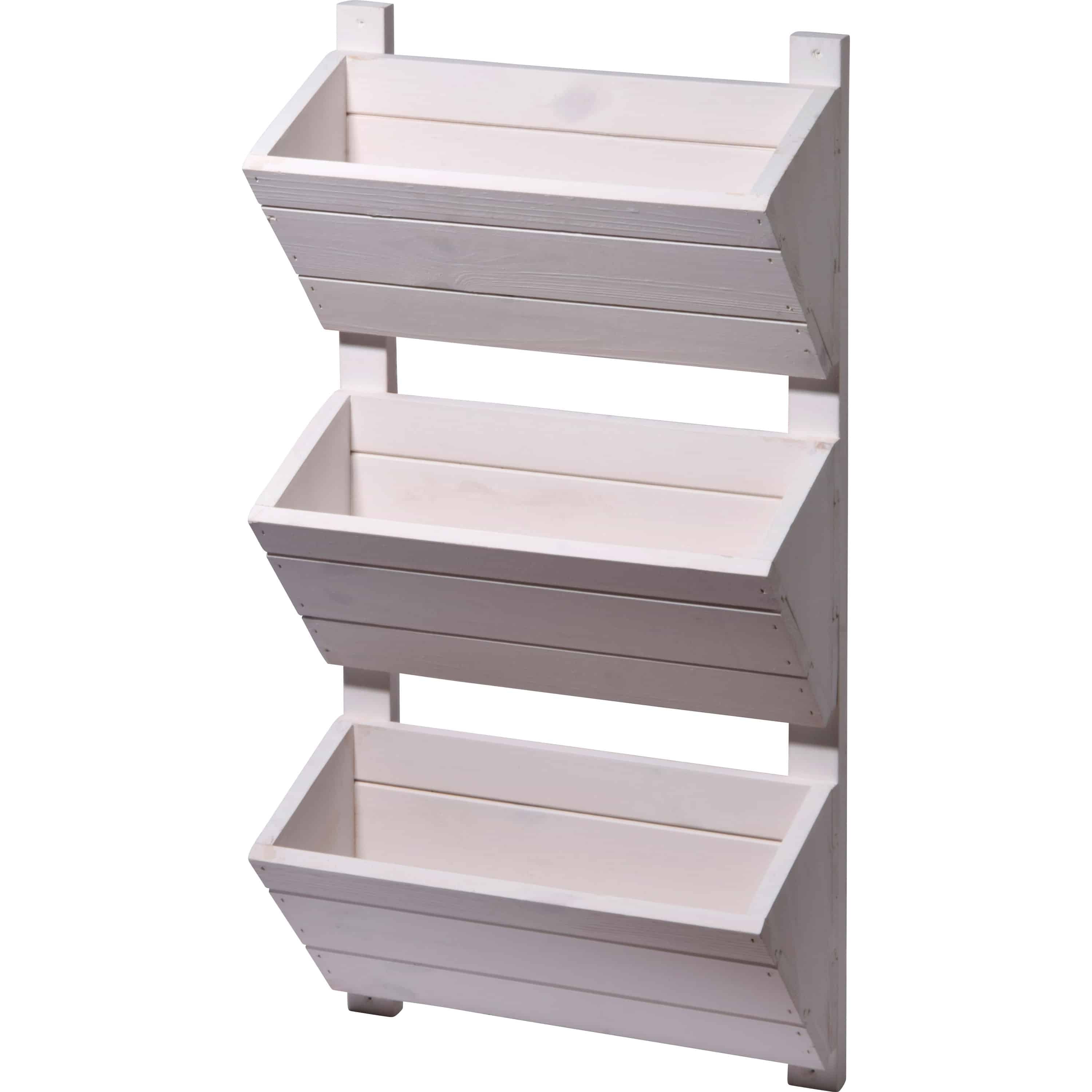 Dobar 3-stufiges Wand-Pflanzbeet – 17,5 × 79 × 38 cm – Kiefernholz, Weiss