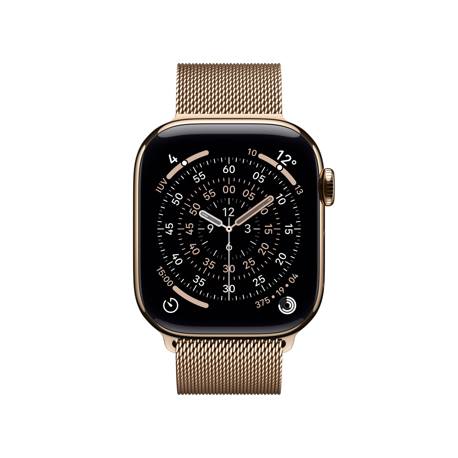 Apple Watch Series 11 42 mm GPS + Cellular – Titan, Milanese Loop, Gold, 50 m, für iPhone