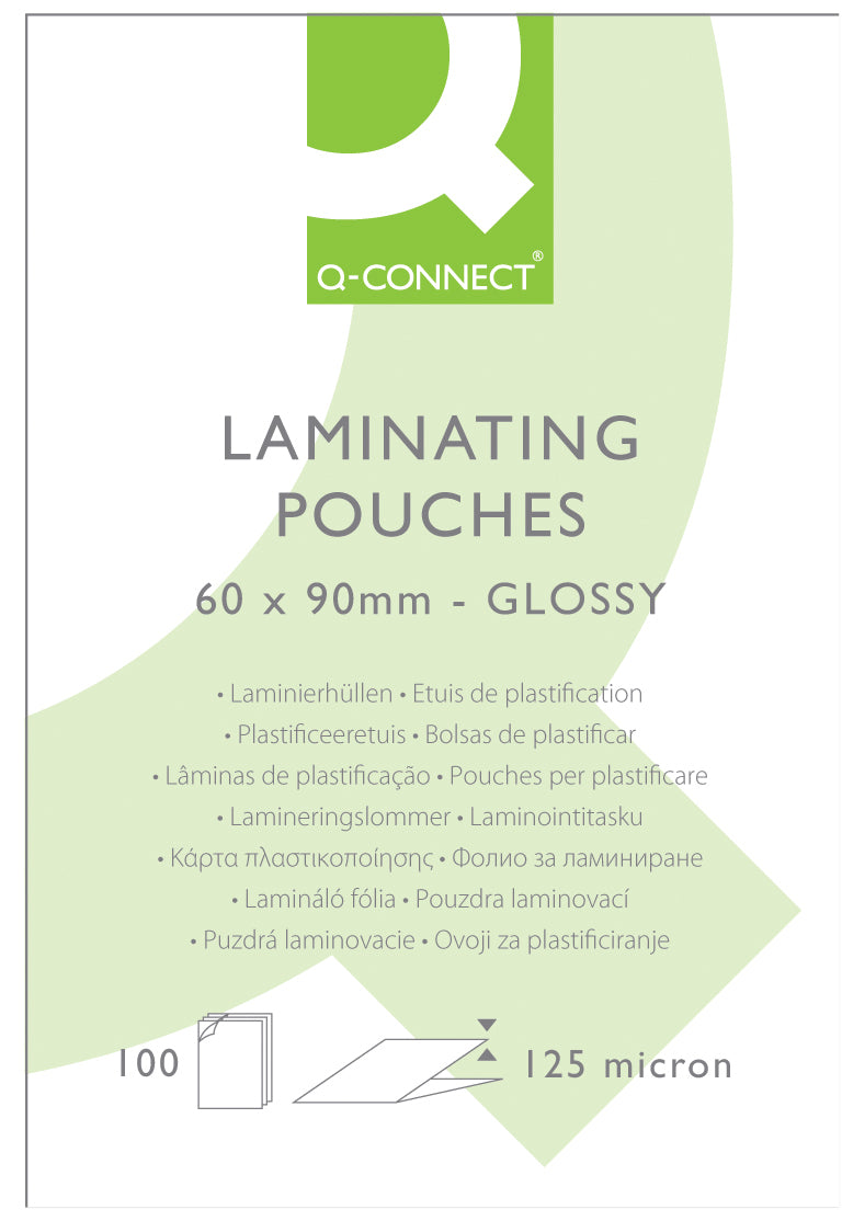 Q-Connect Laminierfolien Visitenkarten 60 × 90 mm – 125 µm, glänzend, 100 Stück