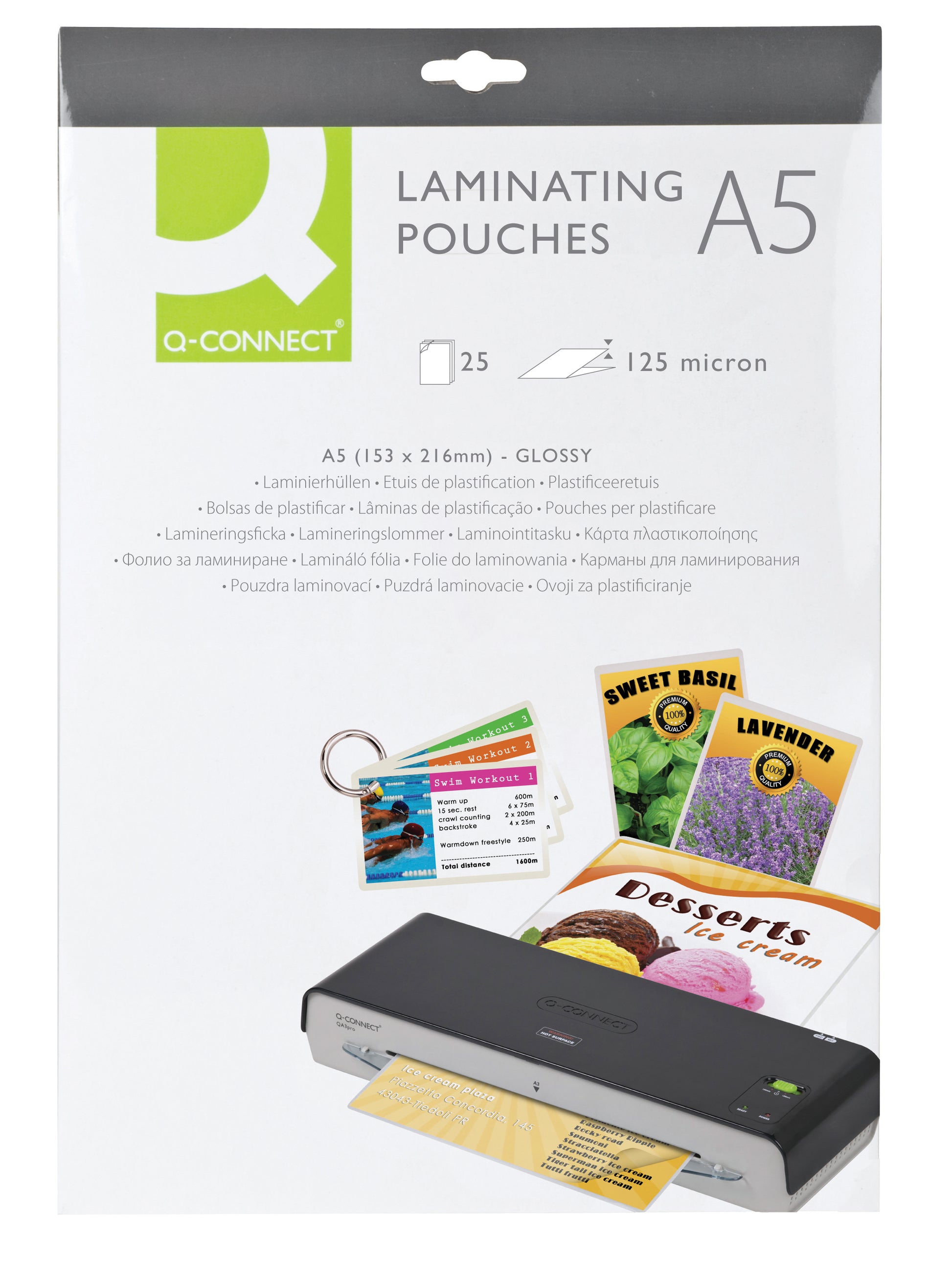 Q-CONNECT Laminierfolien A5 – 125 µm, glänzend, 25 Stück