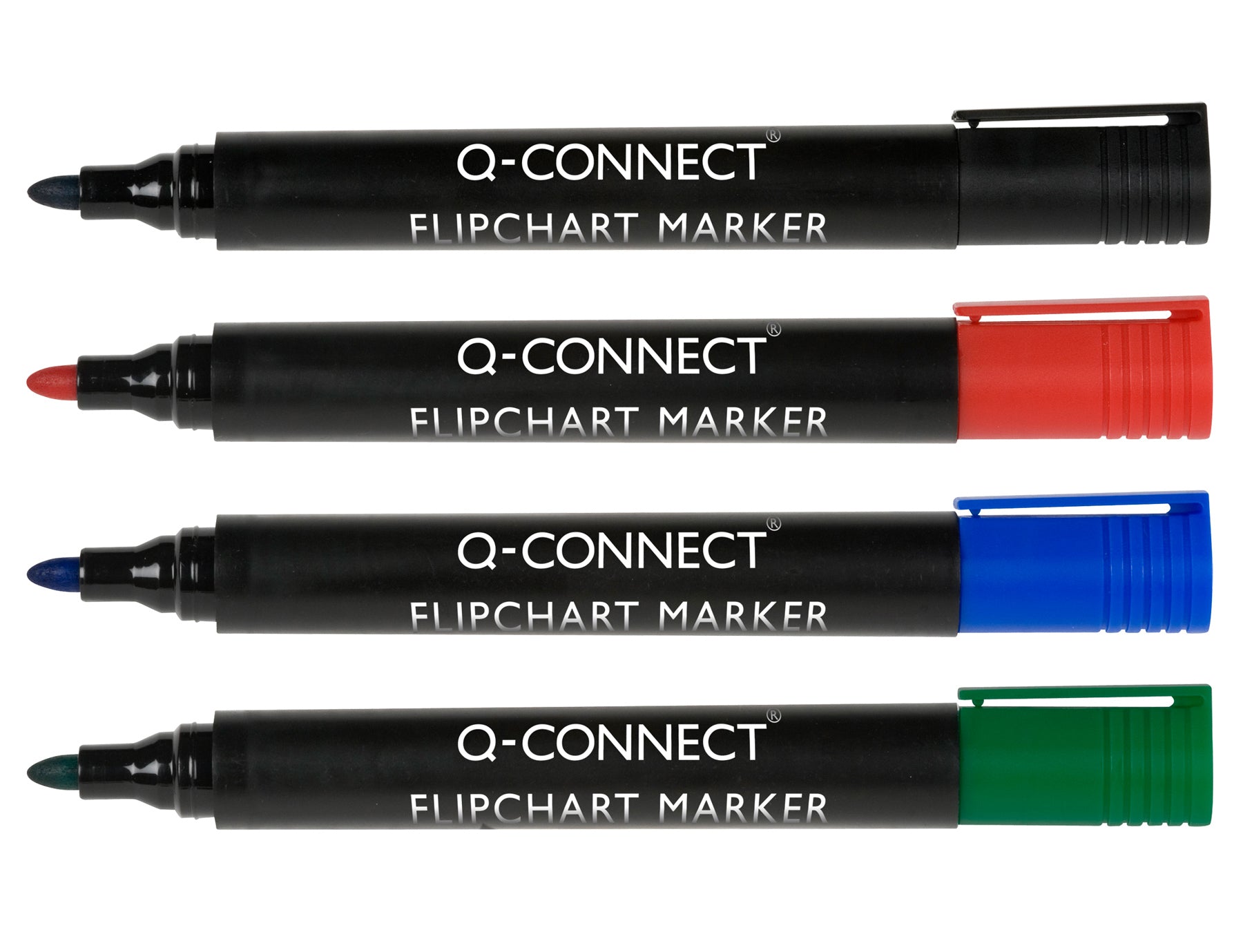 Q-CONNECT Flipchart-Marker – Rundspitze 2 mm – Sortiert – 4er-Set