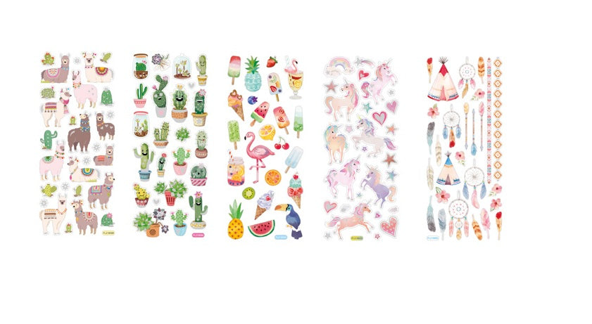 Folia Glitzer-Sticker, Exotic, Mehrfarbig, 5 Bögen