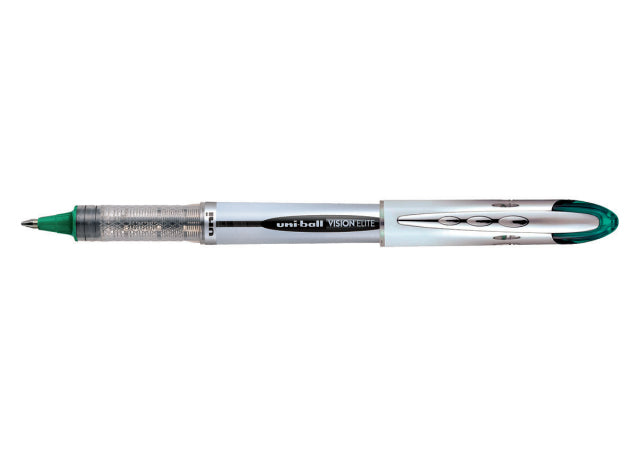 Uni-Ball Vision Elite – Tintenroller, Blau, Dokumentenecht, Wasserfest, Druckmechanik, Kunststoff, Silber