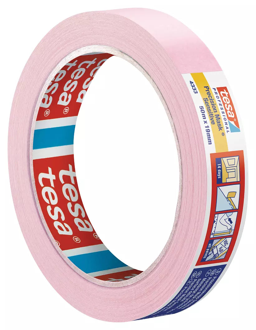TESA Malerband Precision Sensitive, rosa – 19 mm × 50 m, innen