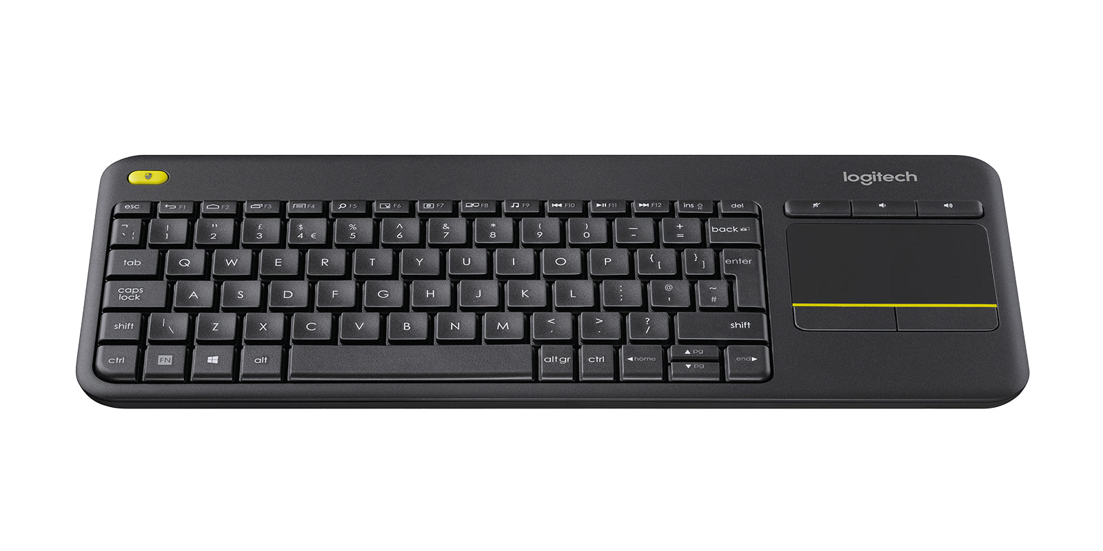 Logitech K400 Plus – Mini-Tastatur – 2,4 GHz USB-A – QWERTY (UK) – Ohne Ziffernblock – Touchpad