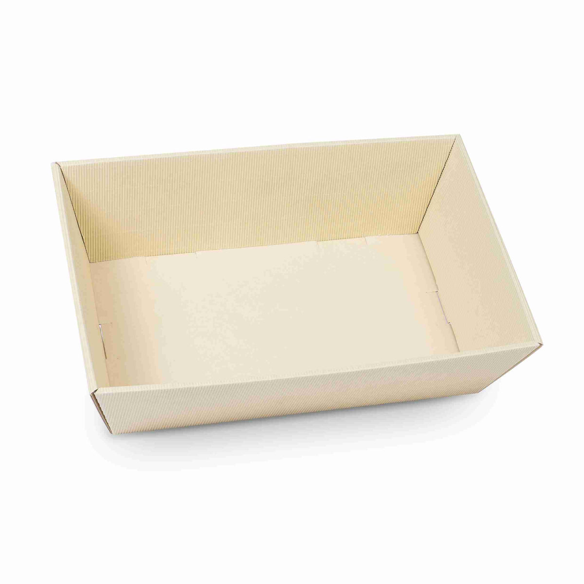 Model Rechteckiger Geschenkkorb – Creme – Wellkarton, offene Welle – 330 × 190 × 110 mm – 400 Stk.