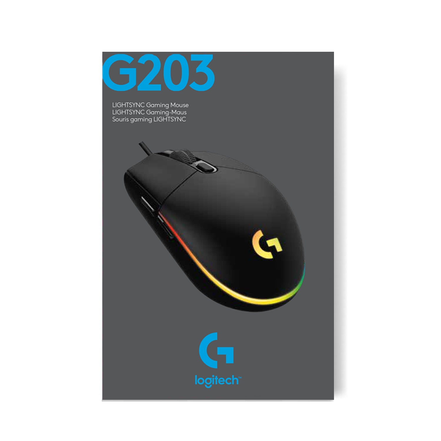 Logitech G G203 LIGHTSYNC – Gaming-Maus – Kabelgebunden (USB‑A), 8000 DPI, RGB-Beleuchtung, Weiss