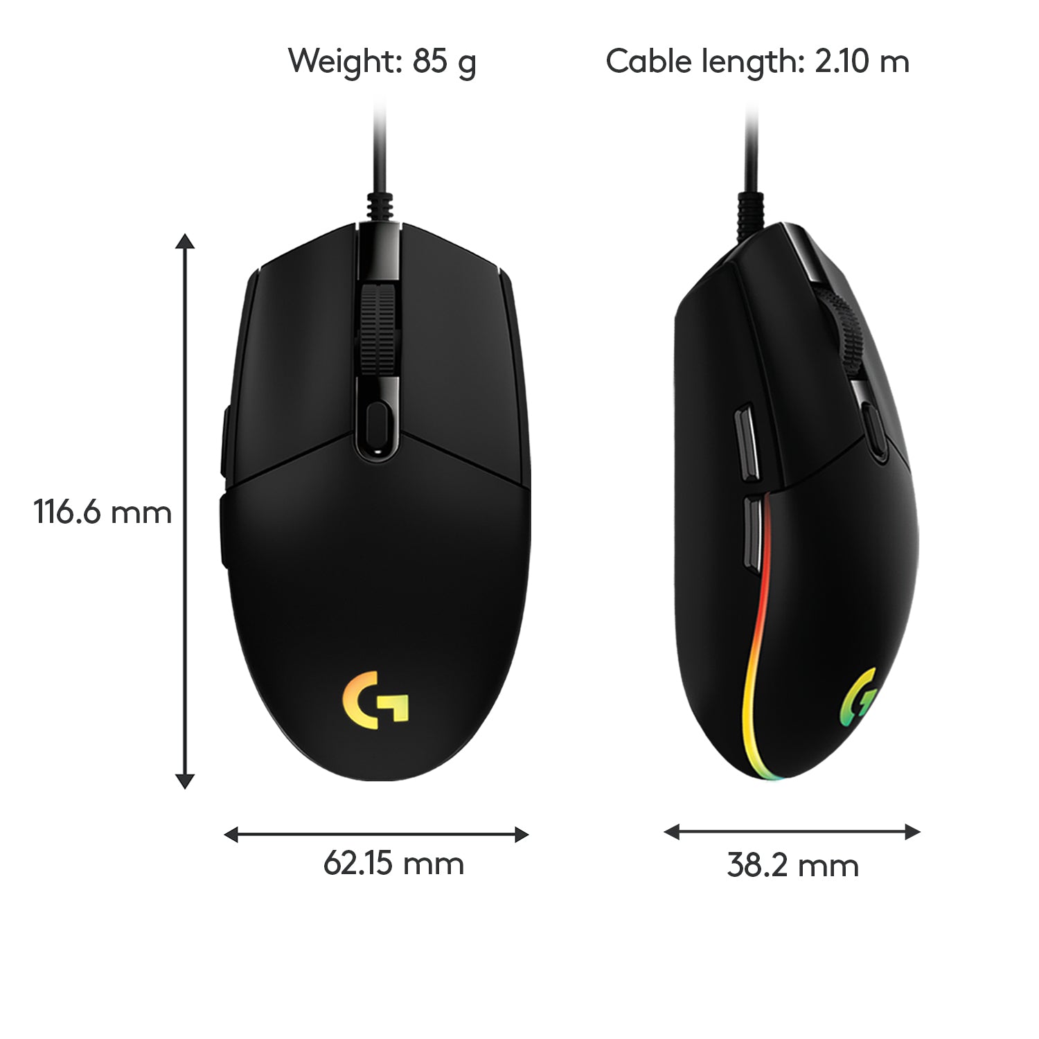Logitech G G203 LIGHTSYNC – Gaming-Maus – Kabelgebunden (USB‑A), 8000 DPI, RGB-Beleuchtung, Schwarz