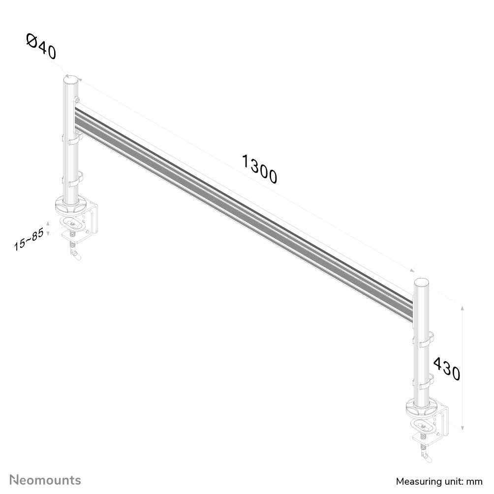 Neomounts FPMA DTB100 – Monitorhalterung, Triple, bis 24", VESA 100 × 100 mm, 30 kg, Silber