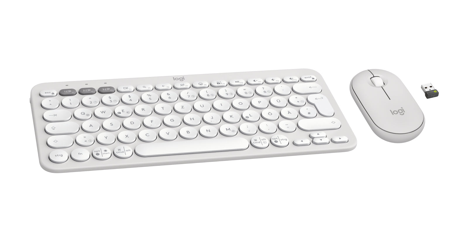 Logitech Pebble 2 Combo – Tastatur, kabellos (Bluetooth/2,4 GHz), DE-Layout (DE)