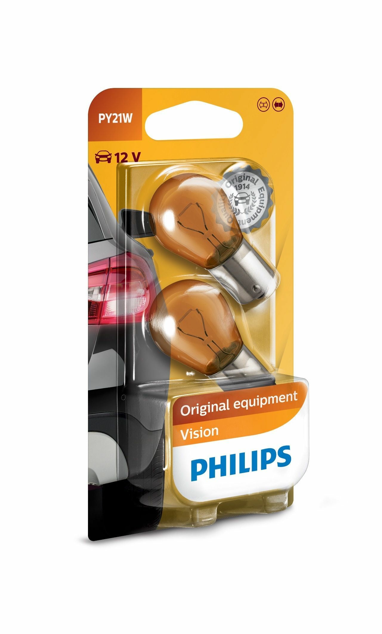 Philips Halogen-Leuchtmittel BAU15s PY21W – 280 lm, 21 W – 2 Stk.
