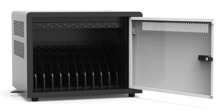 Port Designs 903002 Multi-Bay Ladegerät 10× – USB-C×10, USB-A×10, PD 45 W – für 10 Geräte