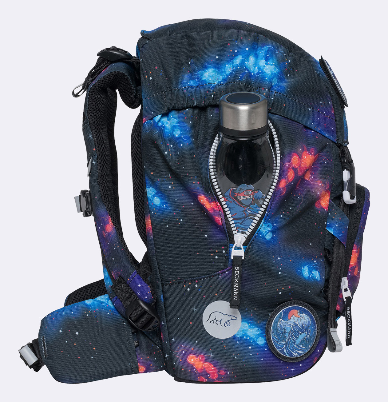 Beckmann Classic Schulrucksack – Ninja Elements – 24,0×37,0×25,0 cm – aus recycelten PET-Flaschen hergestellt