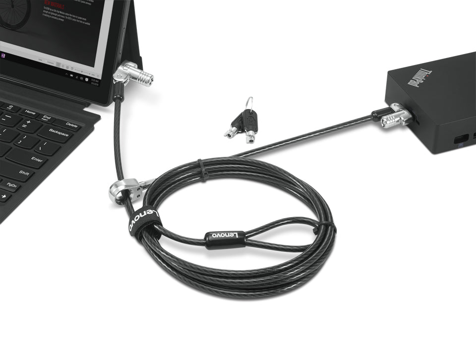 Lenovo Kabelschloss – für Notebooks mit Kensington-Slot – 1,8 m Kabel, 5 mm, 2 Schlüssel – Schwarz
