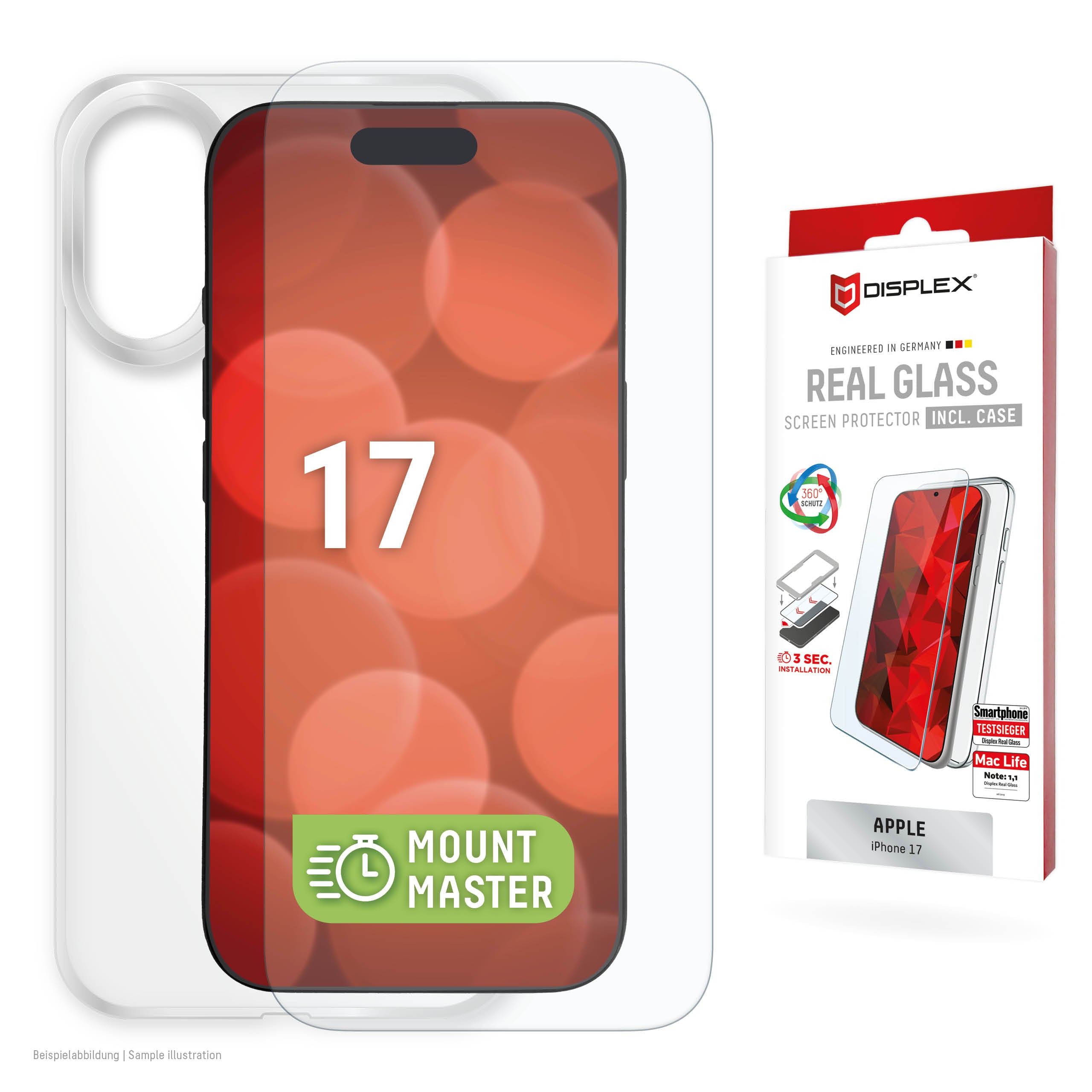 Displex Displayschutz (Panzerglas), 10H – für iPhone 17 – mit Applikator