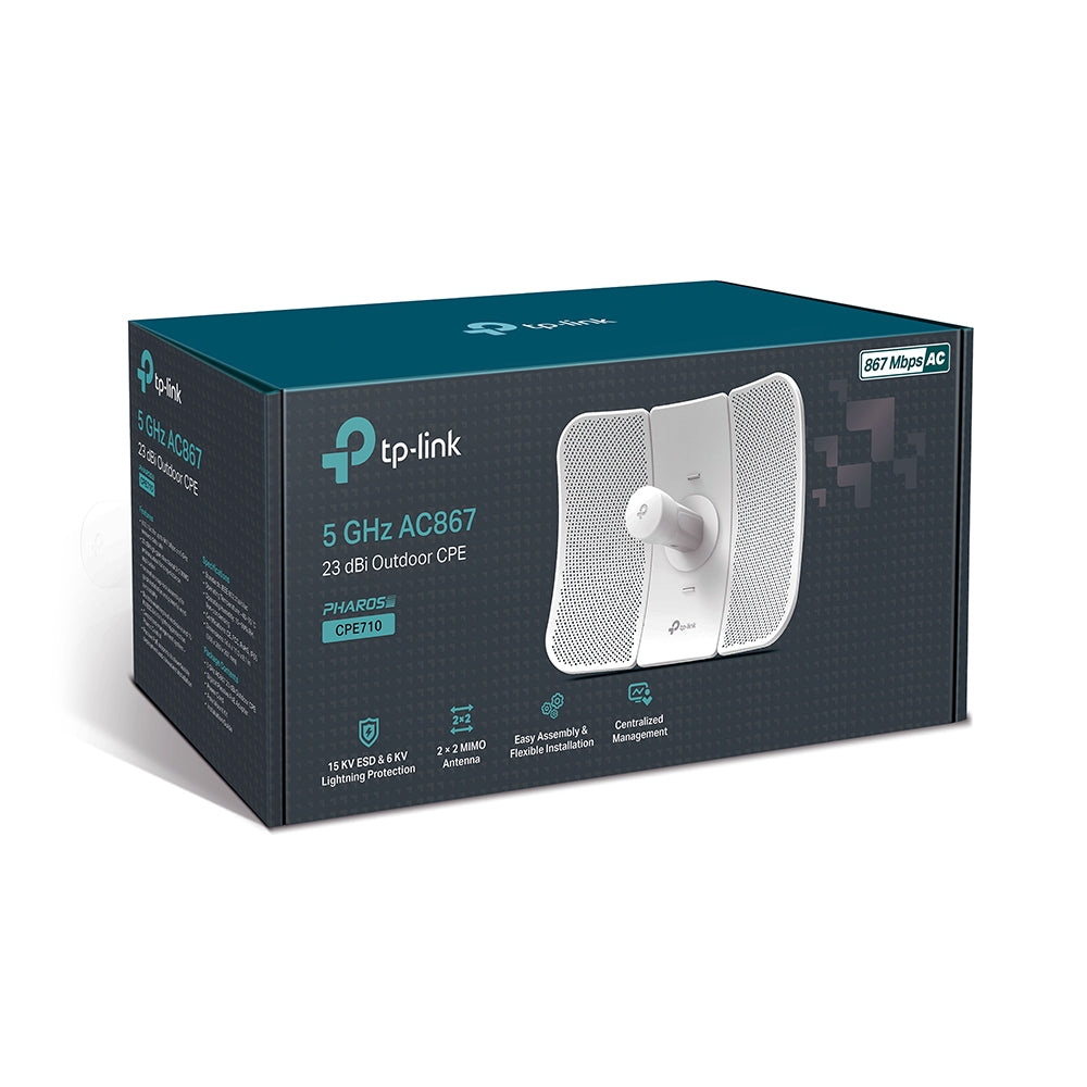 TP-Link CPE710 Access Point – Wi‑Fi 5 (802.11ac), 5 GHz, 867 Mbit/s, 1× 1G RJ‑45, PoE, Weiss