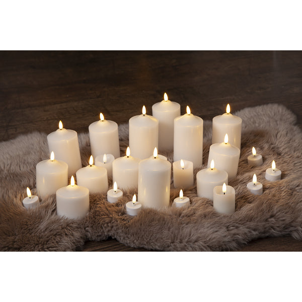 Star Trading LED-Echtwachskerze – Ø 7,5 × 9,5 cm – Wachs, weiss