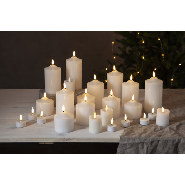 Star Trading LED-Echtwachskerze – Ø 7,5 × 15 cm – Wachs, Weiss