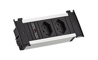 Bachmann KAPSA XS Steckdosenleiste, 2×T13, ohne Schalter, 2 m, Eingang T12 – schwarz/silber