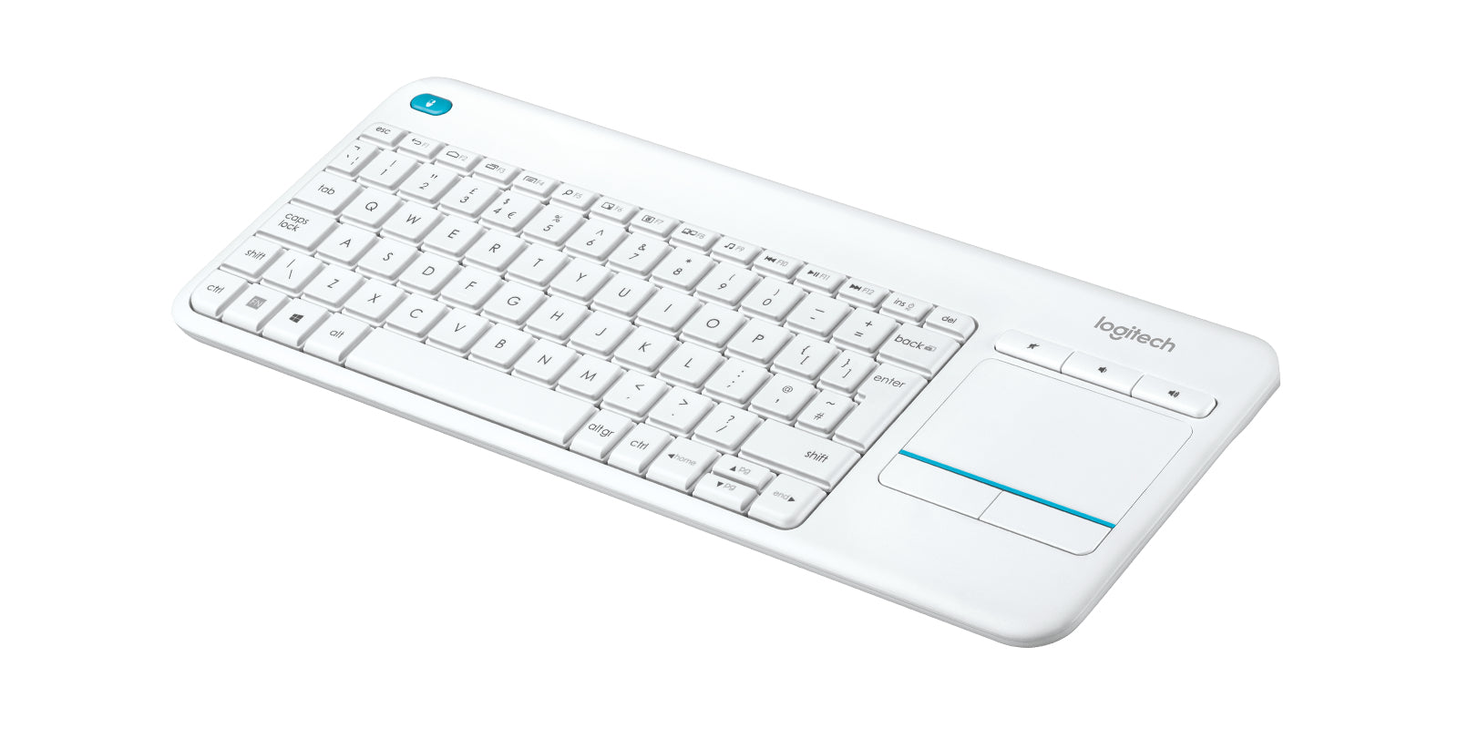 Logitech K400 – Mini-Tastatur mit Touchpad – ohne Ziffernblock – 2,4 GHz USB-A (Empfänger) – QWERTY (IT)