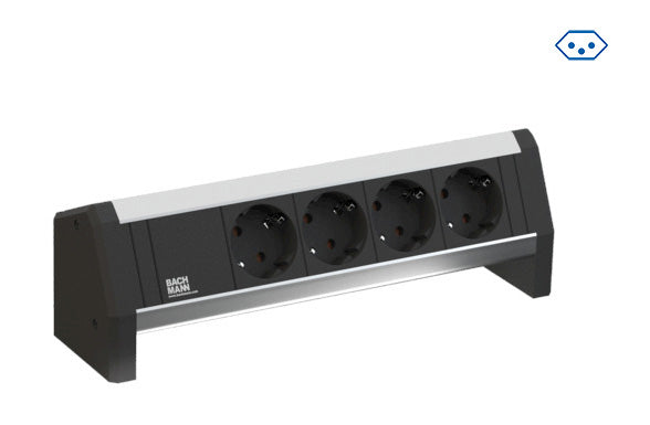 Bachmann DESK 1 Tischsteckdosenleiste, 3×T13, Eingang GST18, Keystone – schwarz/silber