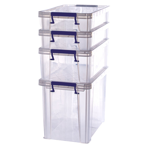 Fellowes ProStore Aufbewahrungsbox 18,5 l (mit Deckel, verriegelbar) – Polypropylen – blau/weiss – 4-teiliges Set