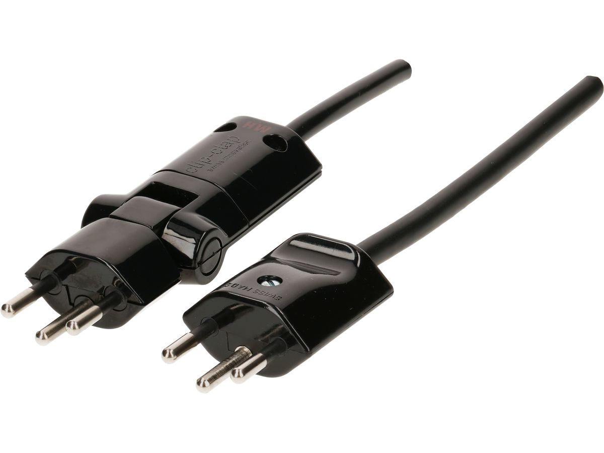 Max Hauri AG Max Hauri Verlängerungskabel – T12–T13, 3 m, 3×1 mm², S05VStV-F, schwarz