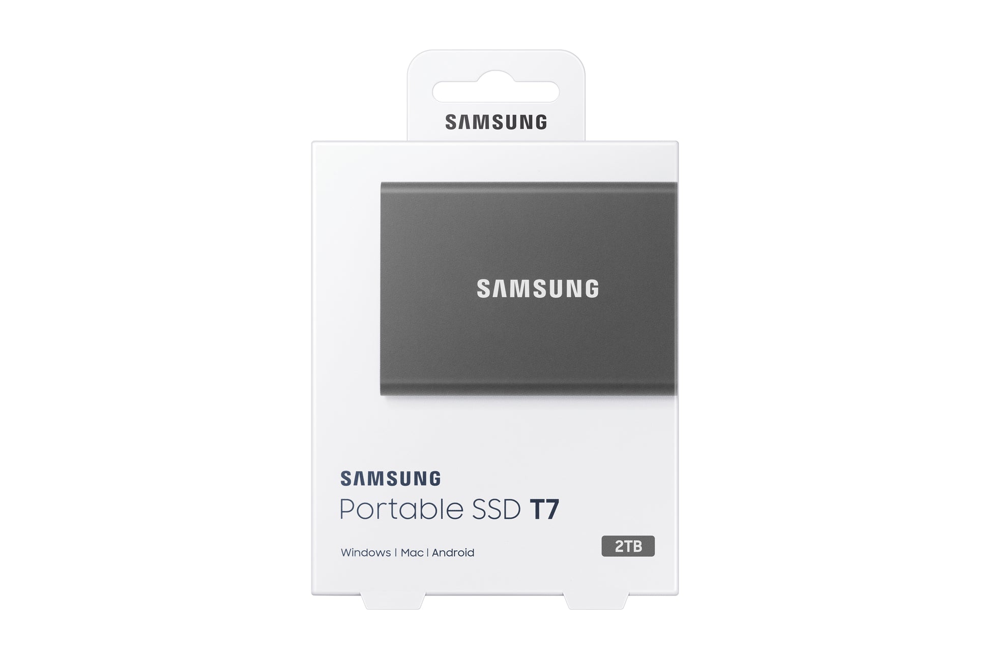 Samsung Portable SSD T7 – 2 TB, USB 3.2 Gen 2 (USB-C), 1'050/1'000 MB/s, AES-256 Hardwareverschlüsselung, Grau