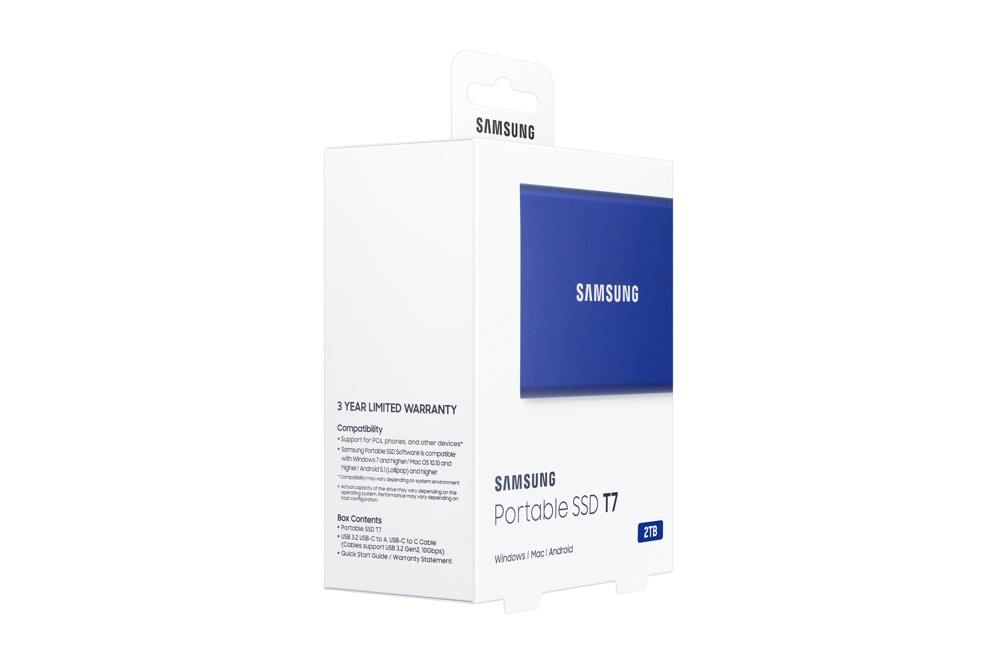 Samsung Portable SSD T7 – 2 TB, USB Typ-C (USB 3.2 Gen 2), Hardwareverschlüsselung